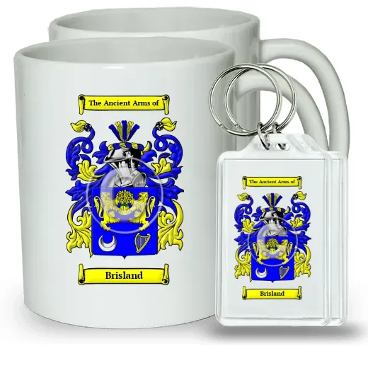 Brisland Pair of Coffee Mugs and Pair of Keychains