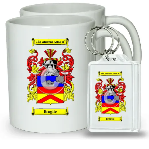 Broglie Pair of Coffee Mugs and Pair of Keychains