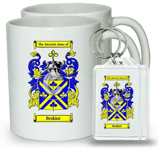 Brokint Pair of Coffee Mugs and Pair of Keychains