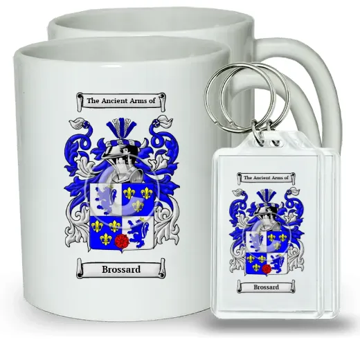 Brossard Pair of Coffee Mugs and Pair of Keychains