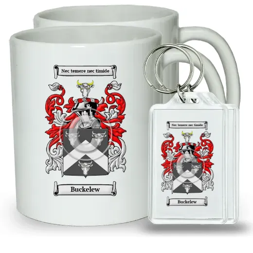 Buckelew Pair of Coffee Mugs and Pair of Keychains