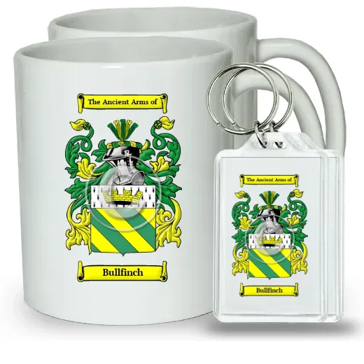 Bullfinch Pair of Coffee Mugs and Pair of Keychains