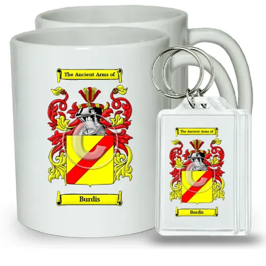 Burdis Pair of Coffee Mugs and Pair of Keychains
