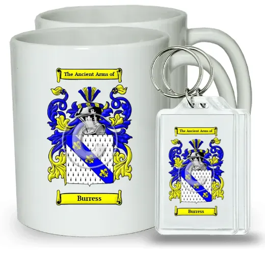 Burress Pair of Coffee Mugs and Pair of Keychains
