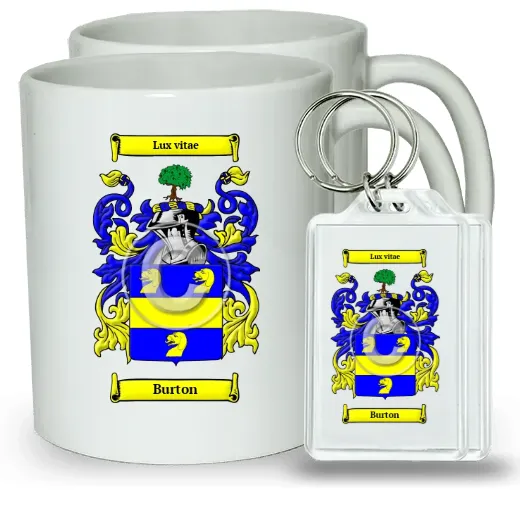 Burton Pair of Coffee Mugs and Pair of Keychains