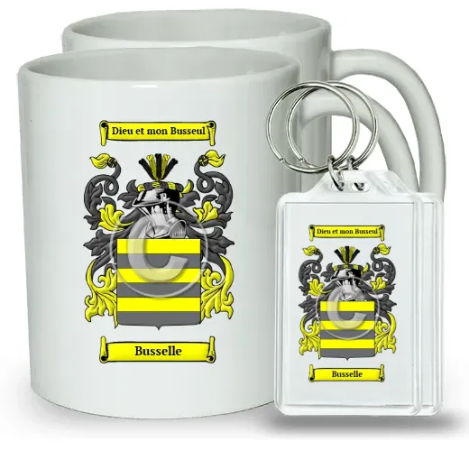 Busselle Pair of Coffee Mugs and Pair of Keychains