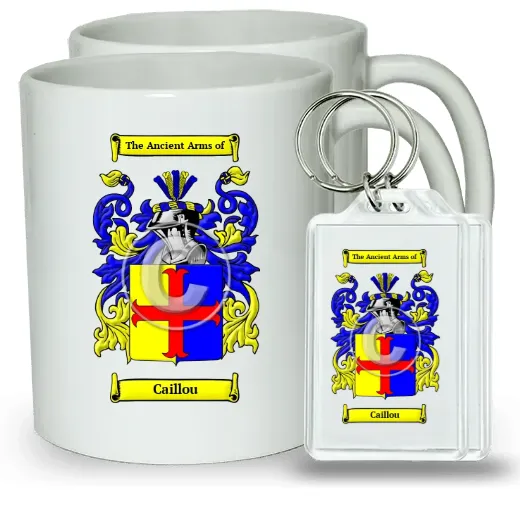 Caillou Pair of Coffee Mugs and Pair of Keychains