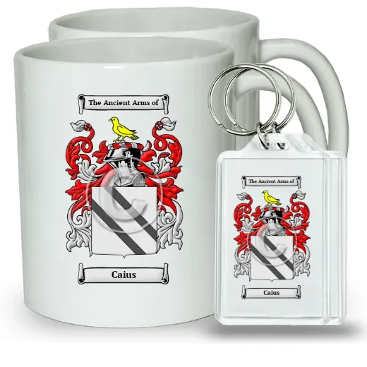 Caius Pair of Coffee Mugs and Pair of Keychains