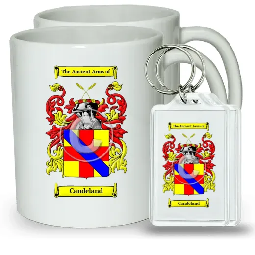 Candeland Pair of Coffee Mugs and Pair of Keychains