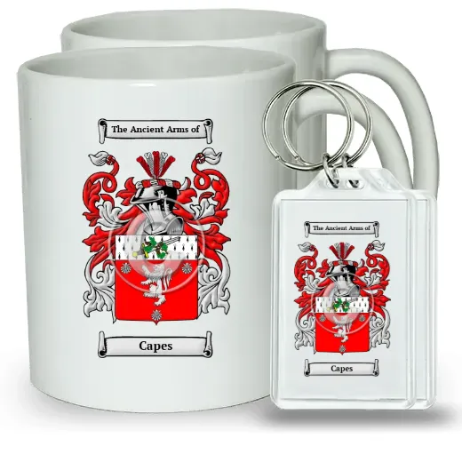 Capes Pair of Coffee Mugs and Pair of Keychains
