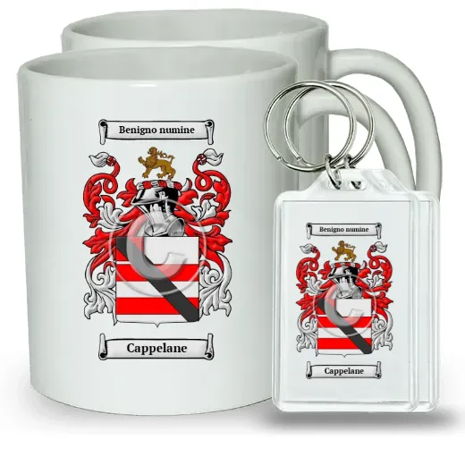 Cappelane Pair of Coffee Mugs and Pair of Keychains