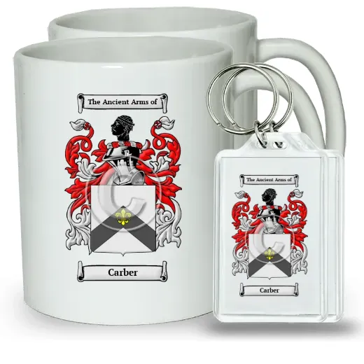 Carber Pair of Coffee Mugs and Pair of Keychains