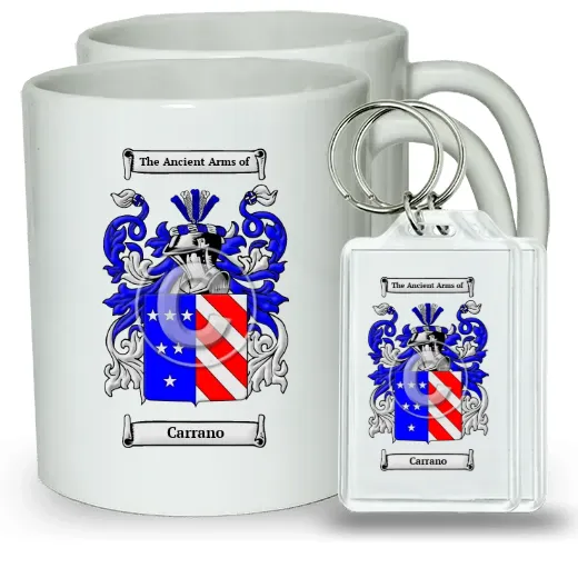 Carrano Pair of Coffee Mugs and Pair of Keychains