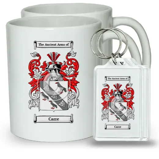 Carre Pair of Coffee Mugs and Pair of Keychains