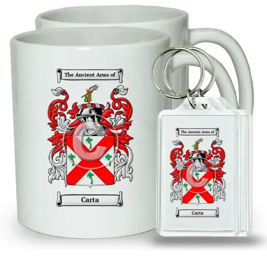 Carta Pair of Coffee Mugs and Pair of Keychains