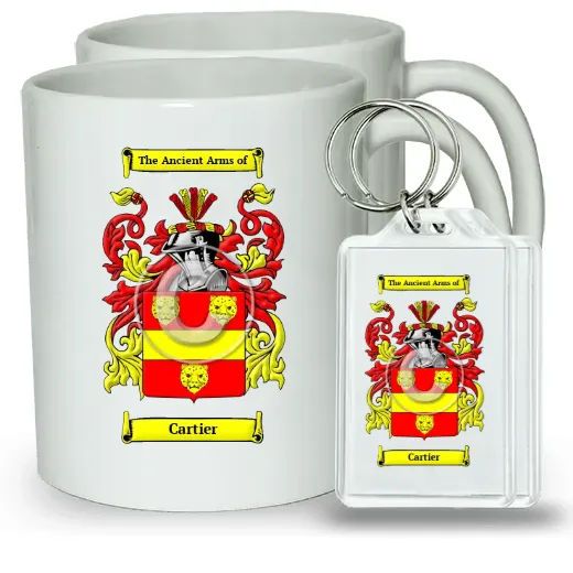 Cartier Pair of Coffee Mugs and Pair of Keychains