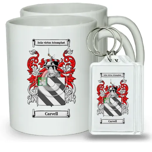 Carvell Pair of Coffee Mugs and Pair of Keychains