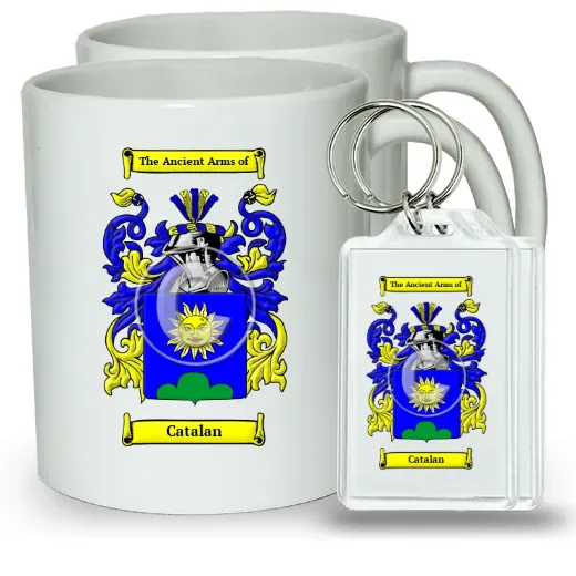 Catalan Pair of Coffee Mugs and Pair of Keychains