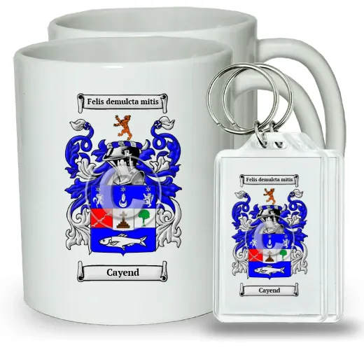 Cayend Pair of Coffee Mugs and Pair of Keychains