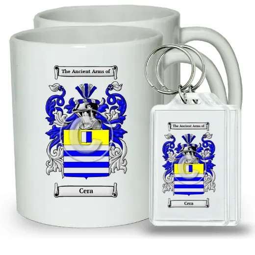 Cera Pair of Coffee Mugs and Pair of Keychains