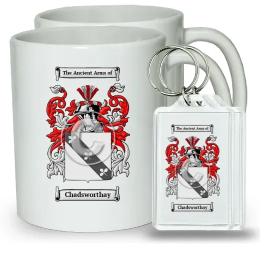 Chadsworthay Pair of Coffee Mugs and Pair of Keychains