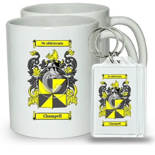 Champell Pair of Coffee Mugs and Pair of Keychains