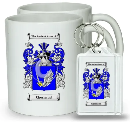 Chesnaud Pair of Coffee Mugs and Pair of Keychains