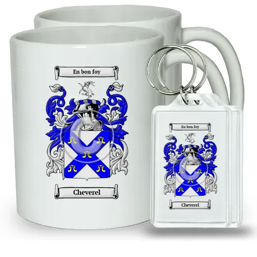 Cheverel Pair of Coffee Mugs and Pair of Keychains