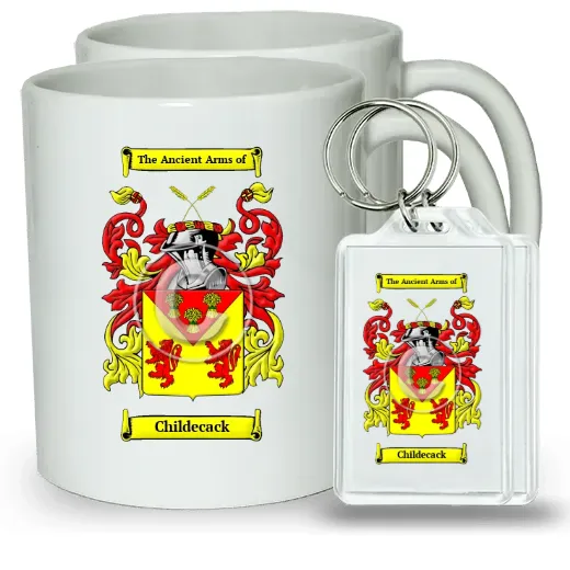 Childecack Pair of Coffee Mugs and Pair of Keychains