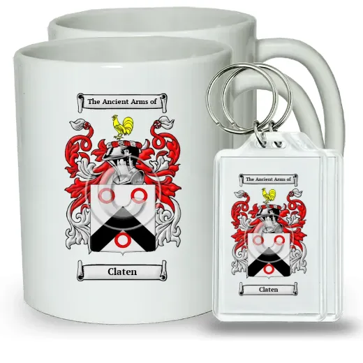 Claten Pair of Coffee Mugs and Pair of Keychains