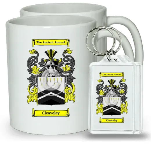 Cleaveley Pair of Coffee Mugs and Pair of Keychains