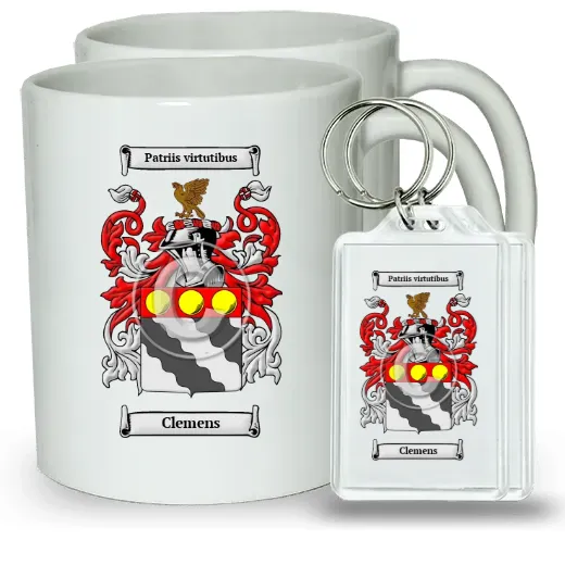 Clemens Pair of Coffee Mugs and Pair of Keychains