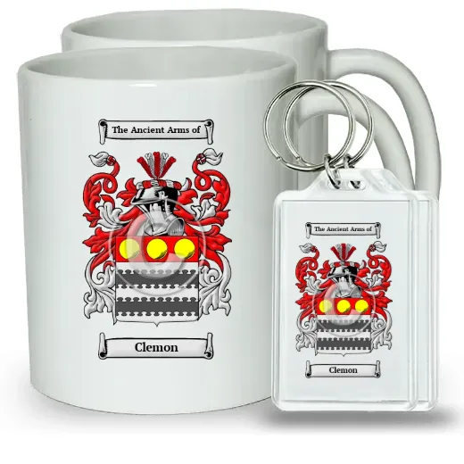Clemon Pair of Coffee Mugs and Pair of Keychains