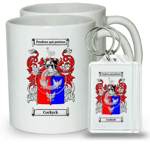 Cockyck Pair of Coffee Mugs and Pair of Keychains