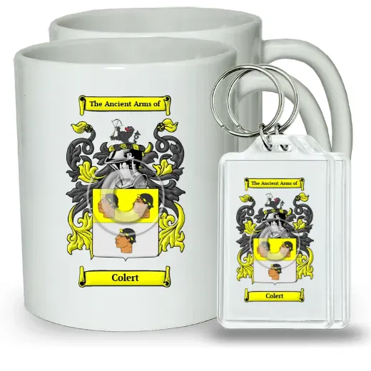 Colert Pair of Coffee Mugs and Pair of Keychains
