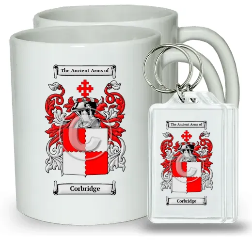 Corbridge Pair of Coffee Mugs and Pair of Keychains