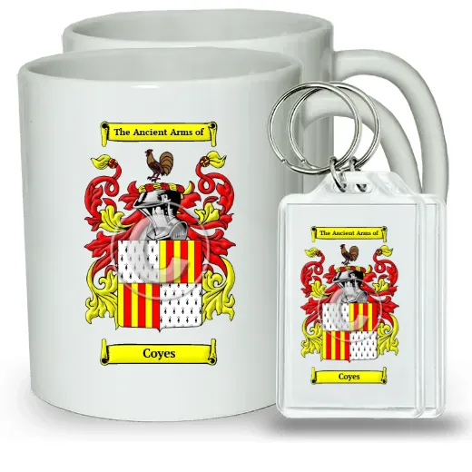 Coyes Pair of Coffee Mugs and Pair of Keychains