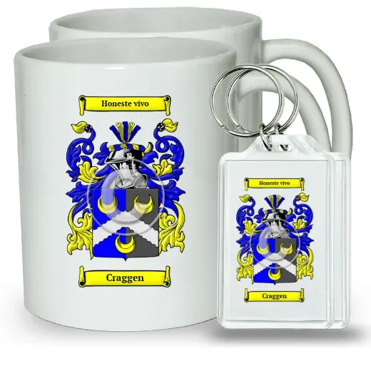 Craggen Pair of Coffee Mugs and Pair of Keychains