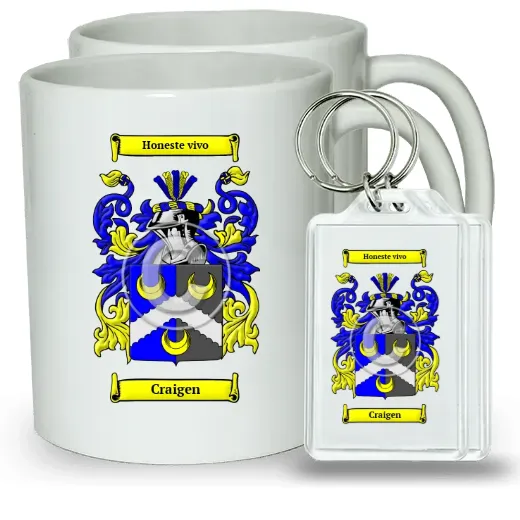 Craigen Pair of Coffee Mugs and Pair of Keychains