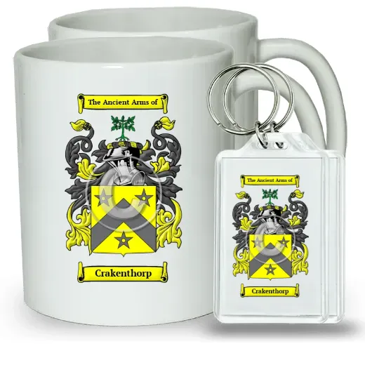 Crakenthorp Pair of Coffee Mugs and Pair of Keychains