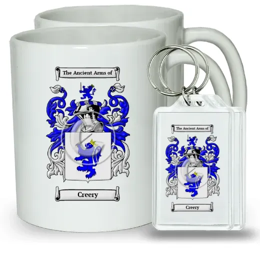 Creery Pair of Coffee Mugs and Pair of Keychains