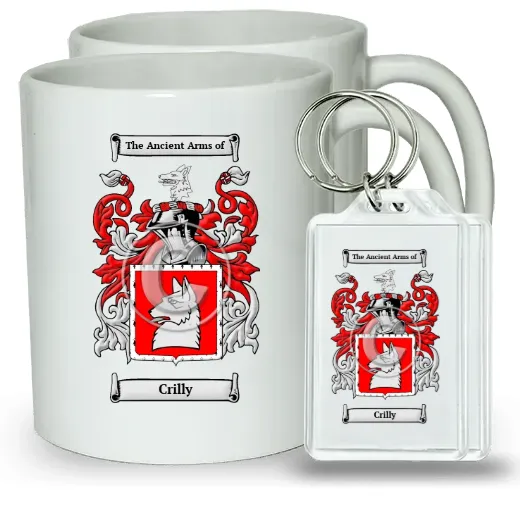 Crilly Pair of Coffee Mugs and Pair of Keychains