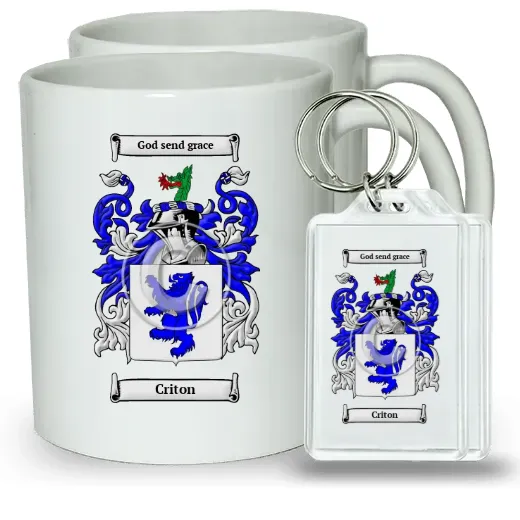 Criton Pair of Coffee Mugs and Pair of Keychains