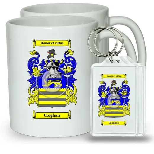Croghan Pair of Coffee Mugs and Pair of Keychains
