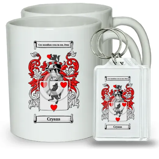 Cryans Pair of Coffee Mugs and Pair of Keychains