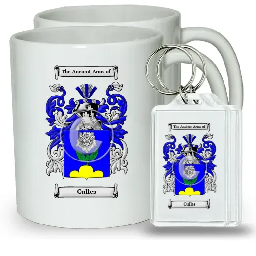 Culles Pair of Coffee Mugs and Pair of Keychains