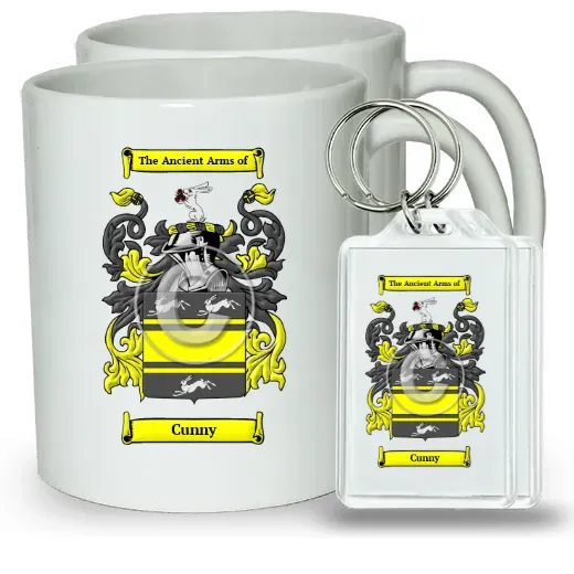 Cunny Pair of Coffee Mugs and Pair of Keychains