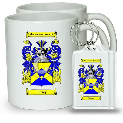 Cutrey Pair of Coffee Mugs and Pair of Keychains