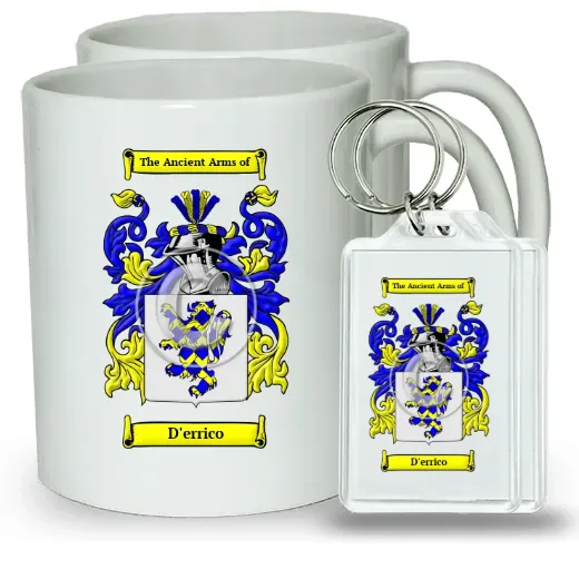 D'errico Pair of Coffee Mugs and Pair of Keychains
