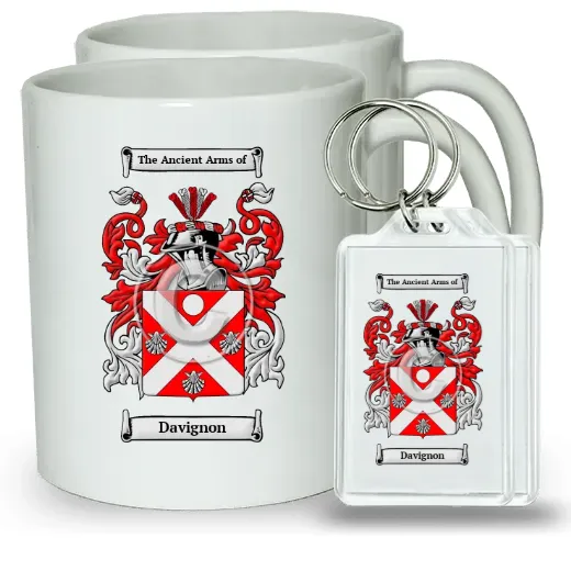 Davignon Pair of Coffee Mugs and Pair of Keychains